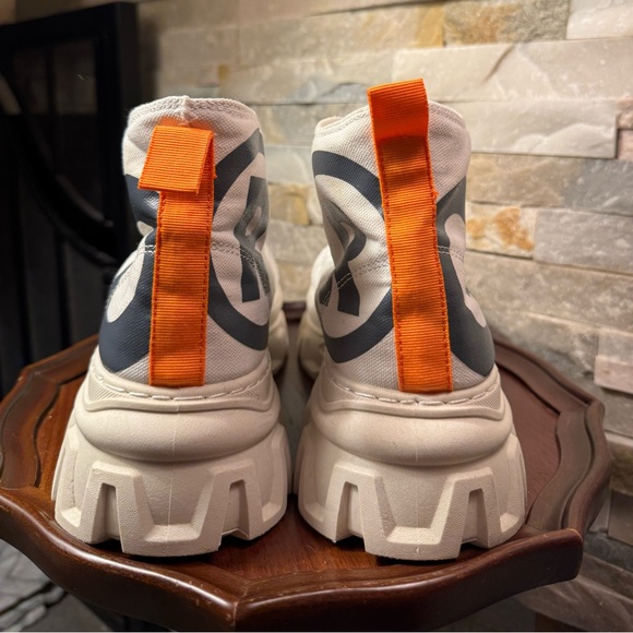 Unisex Sz 9.5-10 Eur 41 GO Combat Boots White Grey Orange Lace Up Boot Shoe EUC - Picture 4 of 6